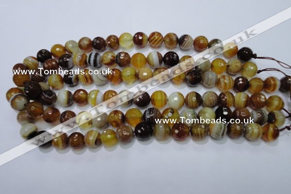 CAG2712 15.5 inches 8mm faceted round yellow line agate beads