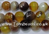 CAG2713 15.5 inches 10mm faceted round yellow line agate beads