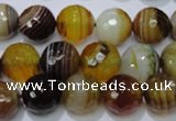 CAG2714 15.5 inches 12mm faceted round yellow line agate beads