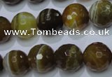 CAG2715 15.5 inches 14mm faceted round yellow line agate beads