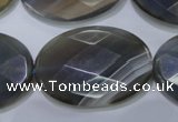 CAG2737 15.5 inches 25*35mm faceted oval grey line agate beads