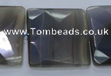 CAG2746 15.5 inches 30*30mm faceted square grey line agate beads