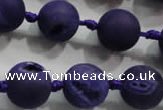 CAG2804 15.5 inches 14mm round matte druzy agate beads whholesale