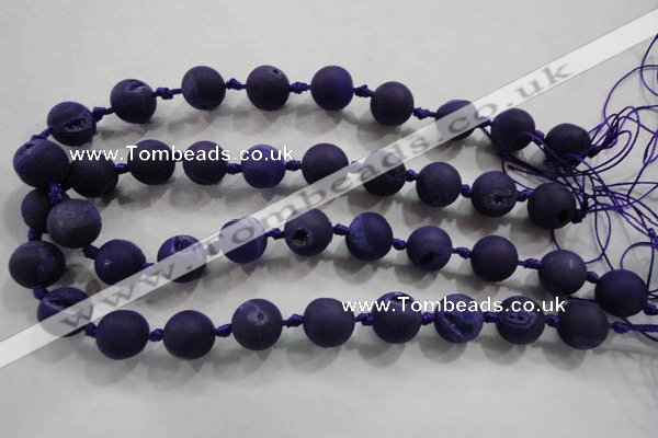 CAG2804 15.5 inches 14mm round matte druzy agate beads whholesale