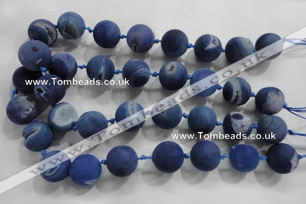 CAG2806 15.5 inches 18mm round matte druzy agate beads whholesale