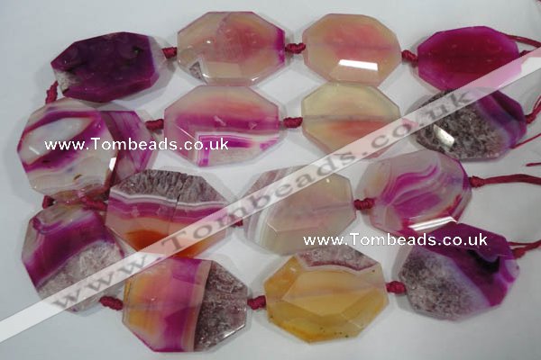 CAG2880 15.5 inches 30*40mm faceted octagonal agate gemstone beads