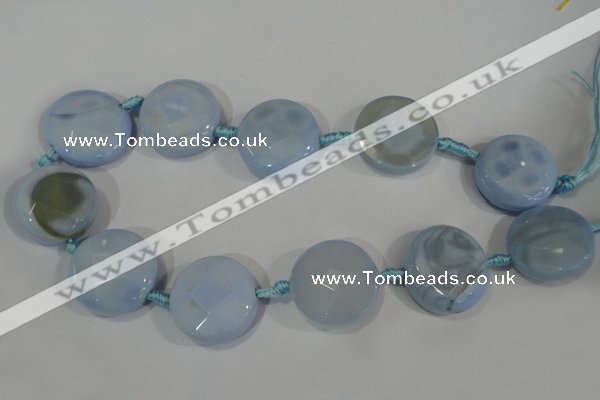 CAG2885 15.5 inches 23mm faceted coin agate gemstone beads