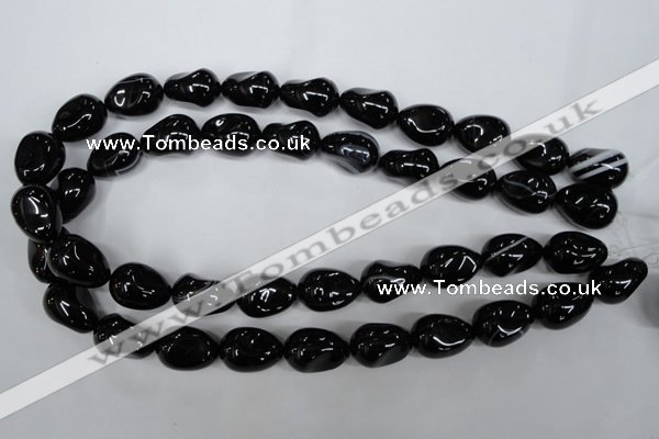 CAG2900 15.5 inches 13*18mm twisted teardrop black line agate beads