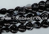 CAG2902 15.5 inches 8*8mm heart black line agate beads