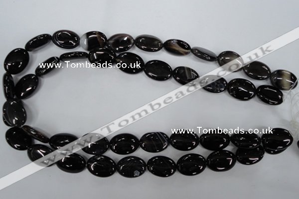 CAG2918 15.5 inches 13*18mm oval black line agate beads