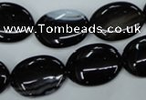 CAG2919 15.5 inches 15*20mm oval black line agate beads