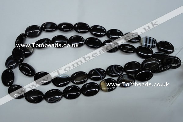 CAG2919 15.5 inches 15*20mm oval black line agate beads