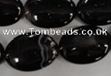 CAG2920 15.5 inches 18*25mm oval black line agate beads