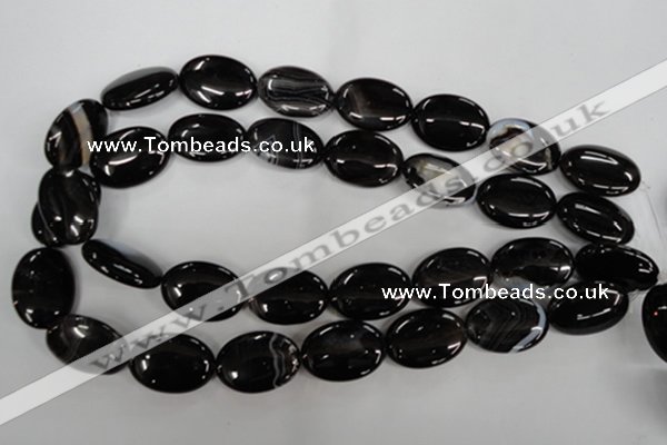 CAG2920 15.5 inches 18*25mm oval black line agate beads