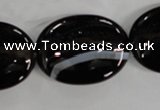 CAG2921 15.5 inches 22*30mm oval black line agate beads