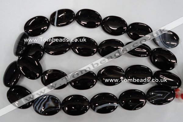 CAG2921 15.5 inches 22*30mm oval black line agate beads