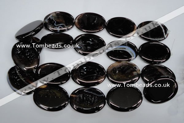 CAG2922 15.5 inches 30*40mm oval black line agate beads