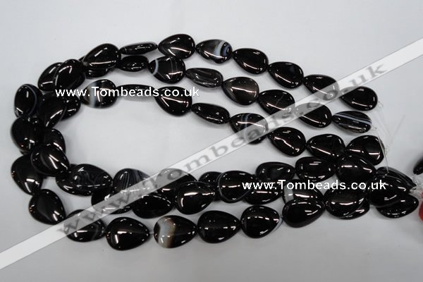 CAG2927 15.5 inches 15*20mm flat teardrop black line agate beads