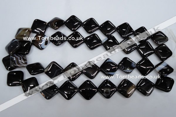 CAG2936 15.5 inches 18*18mm diamond black line agate beads