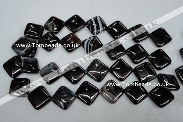 CAG2938 15.5 inches 22*22mm diamond black line agate beads