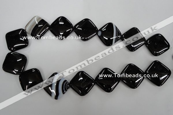 CAG2939 15.5 inches 25*25mm diamond black line agate beads