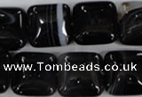 CAG2945 15.5 inches 16*16mm square black line agate beads