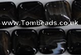 CAG2946 15.5 inches 18*18mm square black line agate beads