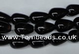 CAG2962 15.5 inches 8*12mm teardrop black line agate beads