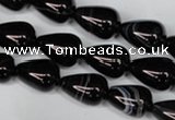 CAG2963 15.5 inches 10*14mm teardrop black line agate beads