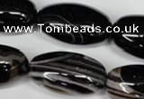 CAG2970 15.5 inches 15*30mm rice black line agate beads