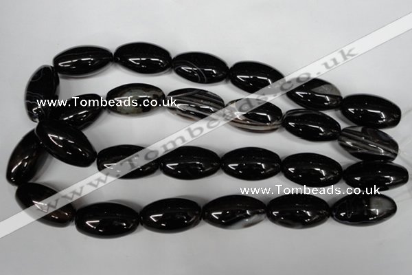 CAG2970 15.5 inches 15*30mm rice black line agate beads