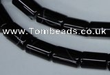 CAG2975 15.5 inches 8*14mm tube black line agate beads