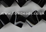 CAG2979 15.5 inches 12*12mm cube black line agate beads