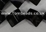 CAG2980 15.5 inches 14*14mm cube black line agate beads