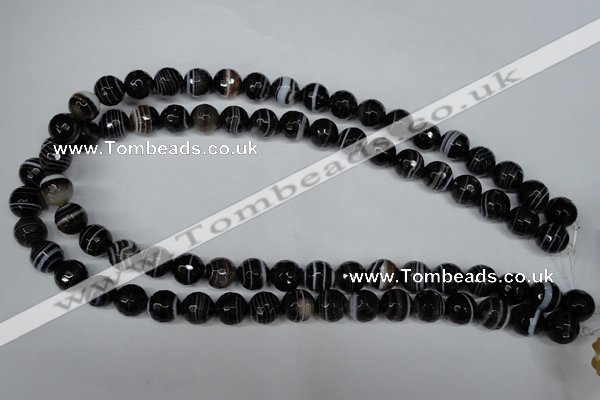 CAG2983 15.5 inches 10mm faceted round black line agate beads