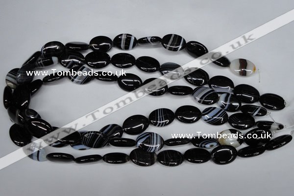 CAG3003 15.5 inches 13*18mm oval black line agate beads