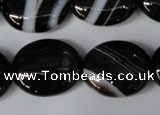 CAG3005 15.5 inches 18*22mm oval black line agate beads