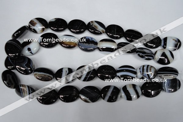 CAG3005 15.5 inches 18*22mm oval black line agate beads