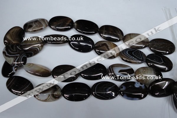 CAG3006 15.5 inches 20*30mm oval black line agate beads