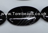 CAG3008 15.5 inches 20*35mm oval black line agate beads