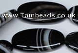 CAG3009 15.5 inches 20*40mm oval black line agate beads