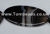 CAG3010 15.5 inches 25*50mm oval black line agate beads