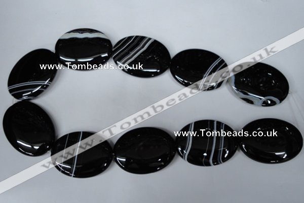 CAG3012 15.5 inches 30*40mm oval black line agate beads