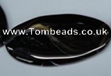 CAG3015 15.5 inches 25*50mm twisted oval black line agate beads