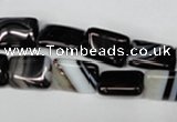 CAG3021 15.5 inches 10*14mm rectangle black line agate beads