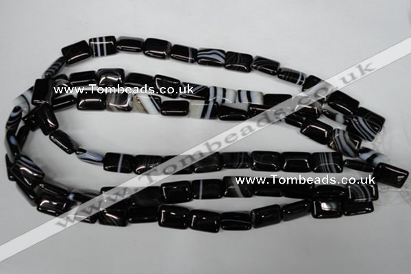 CAG3021 15.5 inches 10*14mm rectangle black line agate beads