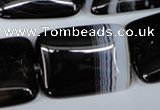 CAG3026 15.5 inches 22*30mm rectangle black line agate beads