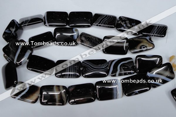 CAG3026 15.5 inches 22*30mm rectangle black line agate beads