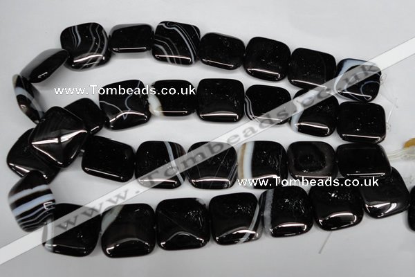 CAG3037 15.5 inches 25*25mm square black line agate beads