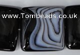 CAG3038 15.5 inches 35*35mm square black line agate beads